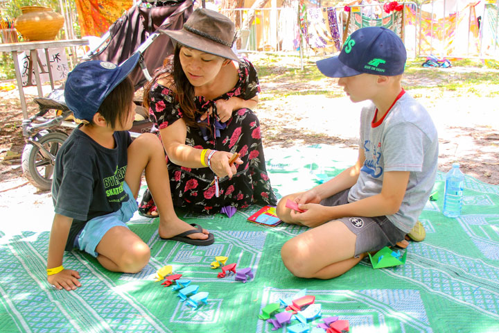 Kids Space – Japanese Origami, Island Vibe Festival 2018, Stradbroke Island