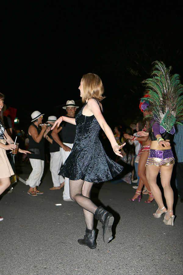 Bronwen dancing in the Fiesta Latina parade