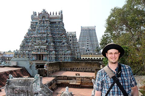 Ned on the roof of Sri Ranganathaswamy Temple