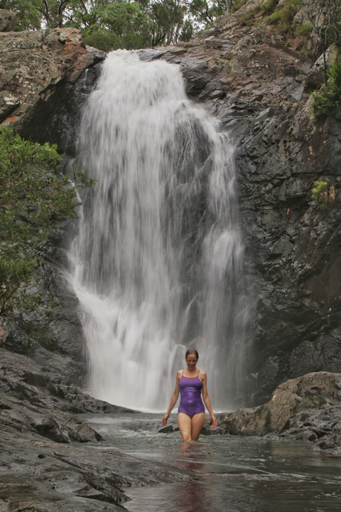 Bronwen swimming at Cedar Creek Falls