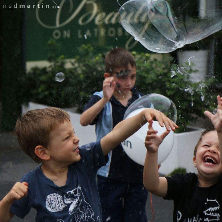 Popping bubbles at the Paddington Christmas Fair