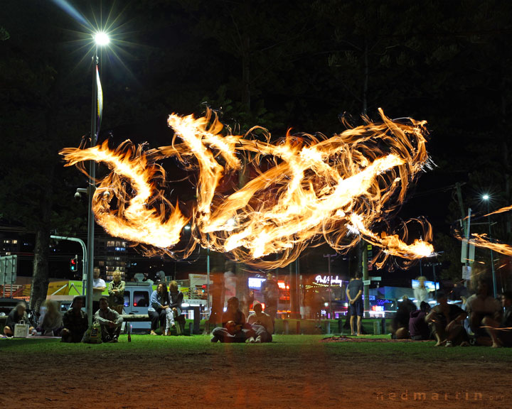 Fire twirling at Burleigh Bongos