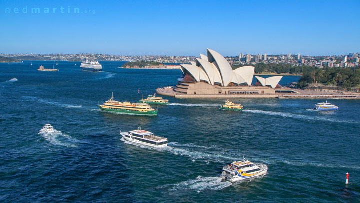 Sydney Opera House as seen from the Sydney Harbour Bridge