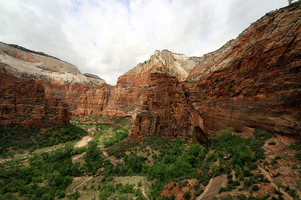 Zion Canyon from up high. Note the tiny cars