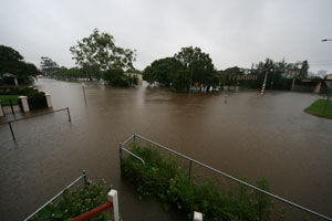 The flood from my front door shortly before midday