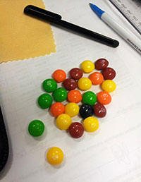Afternoon snack: a handful of Skittles