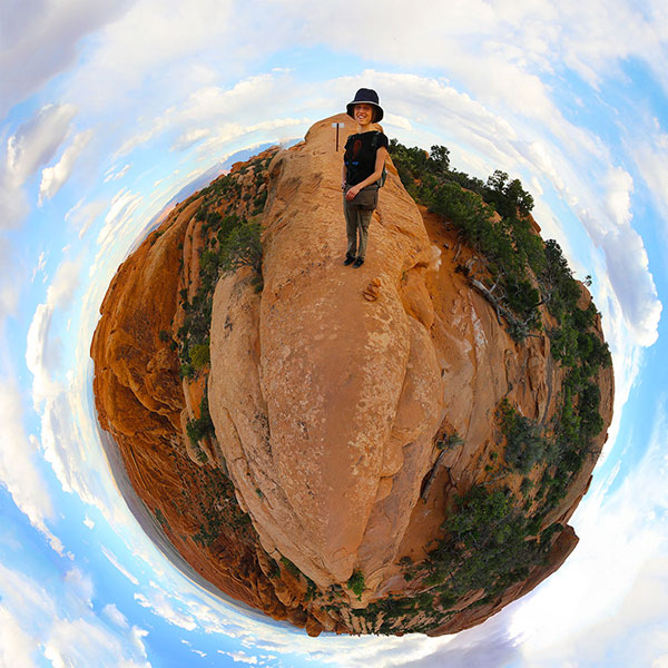 Bronwen atop a rock in the Devil’s Garden