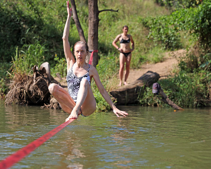 Bronwen, Slackline, Twin Bridges Recreational Area, Brisbane Valley Rail Trail