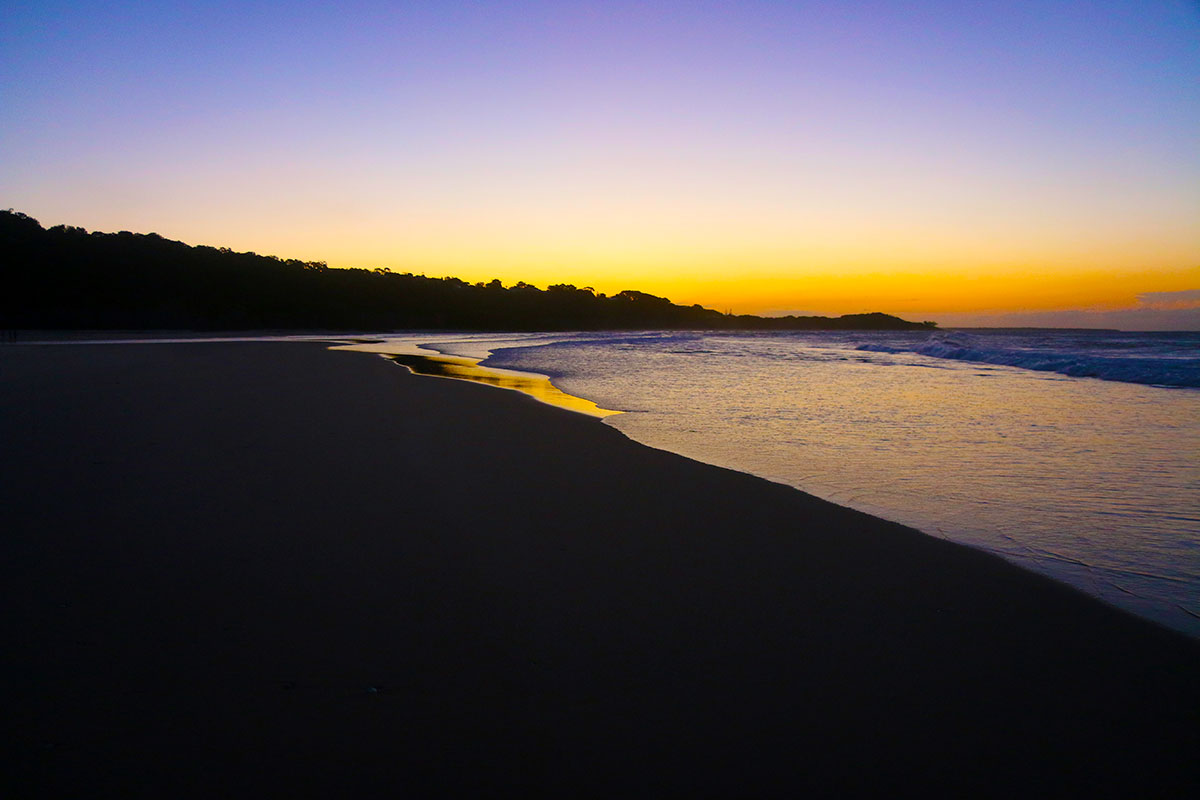 Sun setting over a secluded shark nest