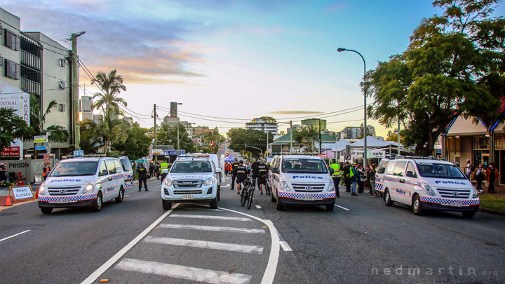 The police line, ready to arrest protesters