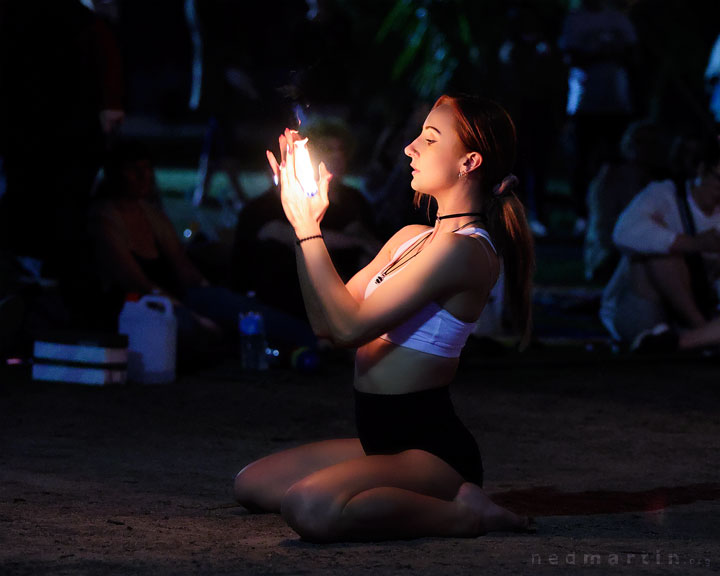 Fire twirling at Burleigh Bongos