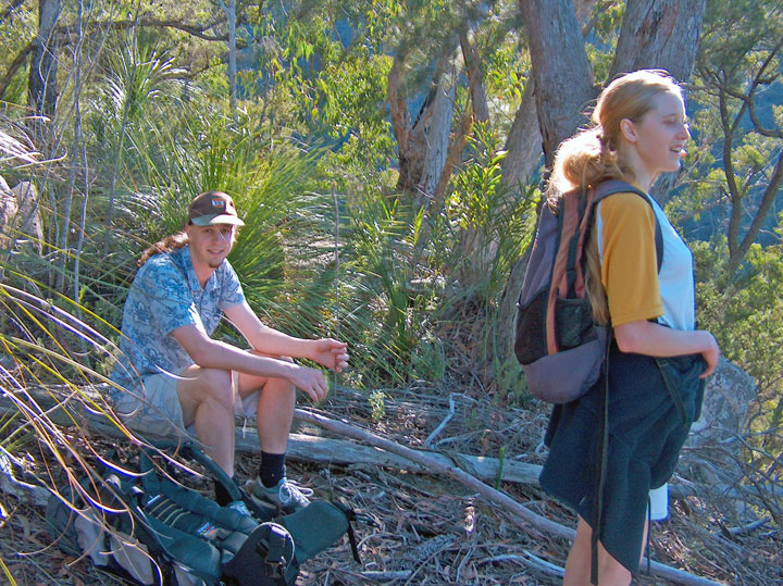 Ned & Bronwen resting on the walk up Mt Barney