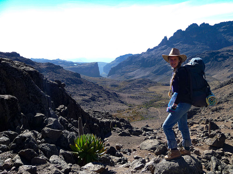 Bronwen climbing Mount Kenya