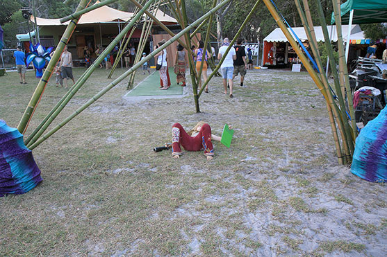 Cerise with her clipboard, hard at work at the Bamboo Bass stage