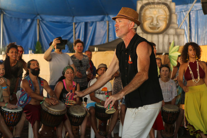 Elliott Orr Drumming Workshop at Irie Top, Island Vibe Festival 2019, Stradbroke Island