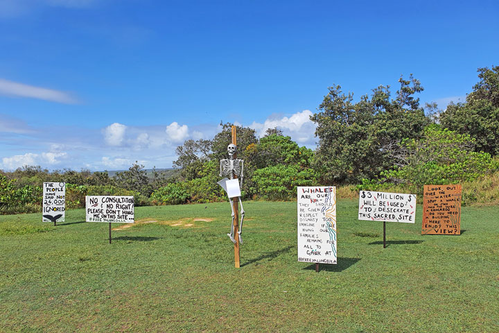 Protest against a whale observation building