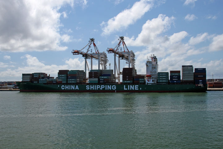 The Port of Brisbane, taken from the MICat ferry to Moreton Island