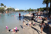 Many people at the pool in South Bank