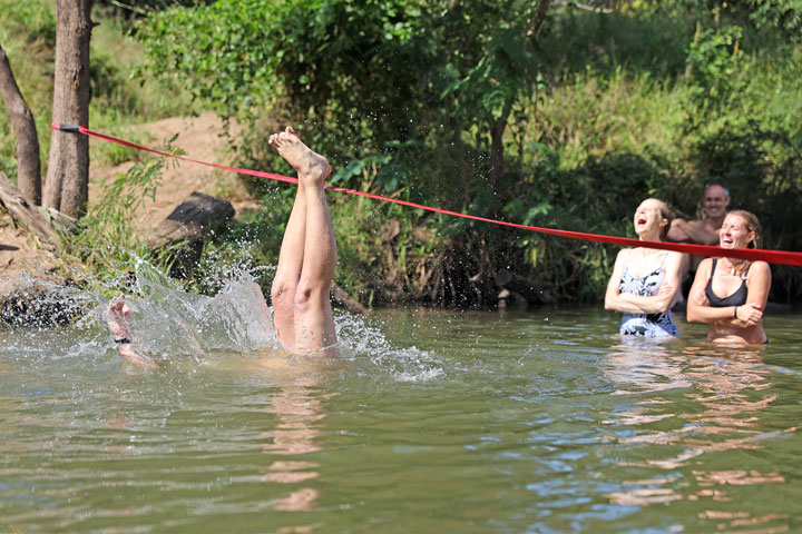 Slackline, Twin Bridges Recreational Area, Brisbane Valley Rail Trail