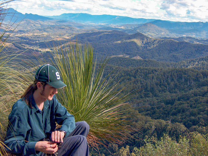 Maz admiring the view from Mt Cougal