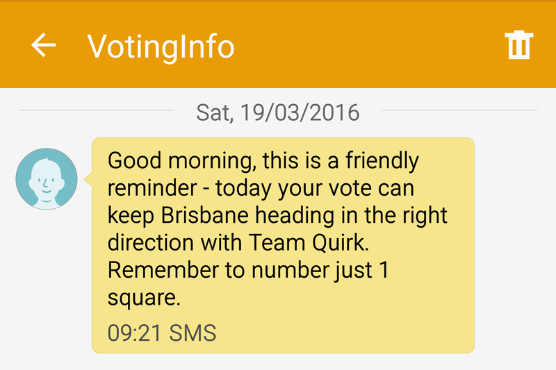 SMS from Team Quirk