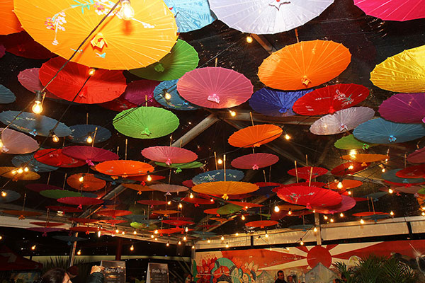 The roof of one of the venues at the Night Noodle Markets