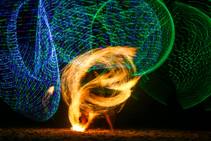 Burleigh Bongos and Fire Twirling