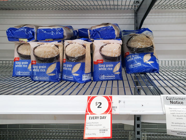 Amazingly, there was some rice at Coles