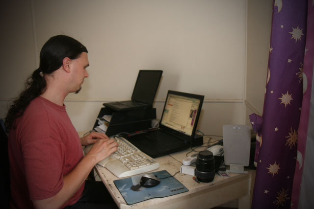 Ned at his desk