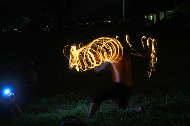 Stealing light from someone else’s flash at West End Fire Festival