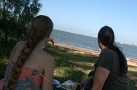 Bronwen & Ned eating chips at Cleveland