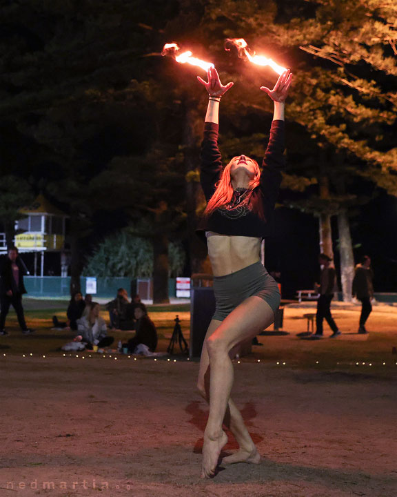 Courtney, Fire Twirling at Burleigh Bongos