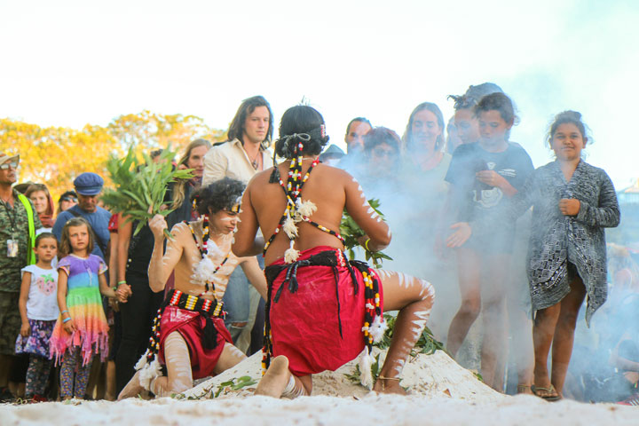 Smoking ceremony, Island Vibe Festival, Stradbroke Island
