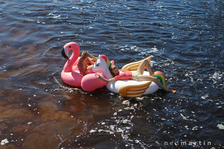 Bronwen & Jacqui happily floating out to sea