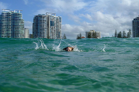 Bronwen practicing her drowning