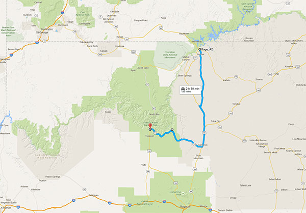We drove from Page, Arizona to Mather Campground in Grand Canyon National Park, Arizona