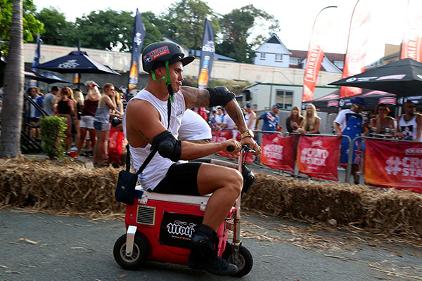 Demonstrating the official Australia Day way of braking