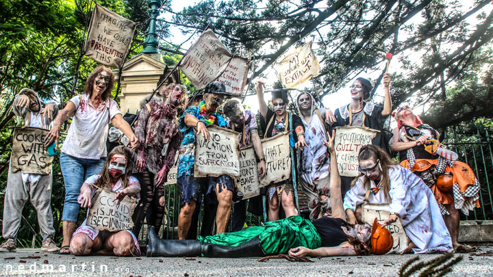 Zombies of the Climate ApoCOALypse, Extinction Rebellion protest, Speakers Corner, Brisbane