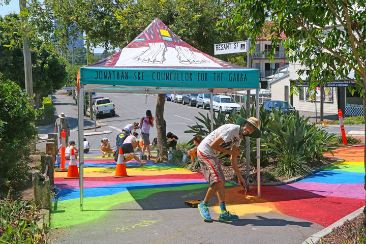 Paint Rainbows on the Footpath, Corner of Besant St and Vulture St, West End