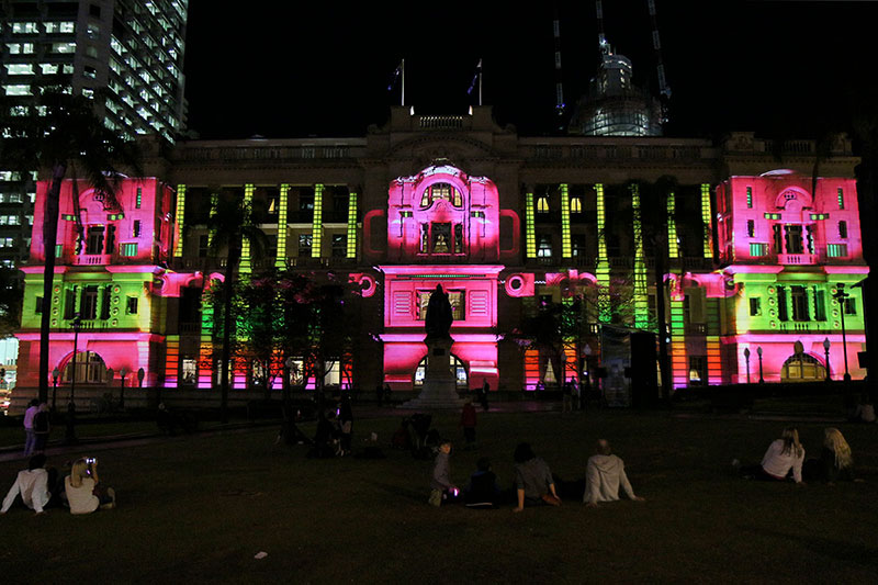 Projecting lights onto The Treasury