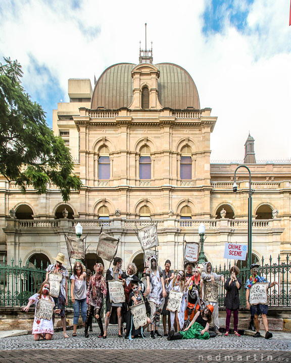 Zombies of the Climate ApoCOALypse, Extinction Rebellion protest, Speakers Corner, Brisbane