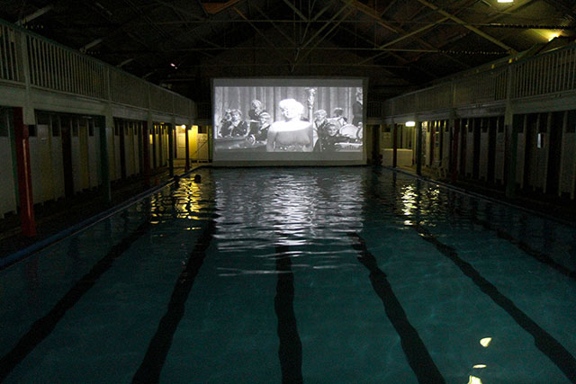 A movie showing inside the Spring Hill Baths