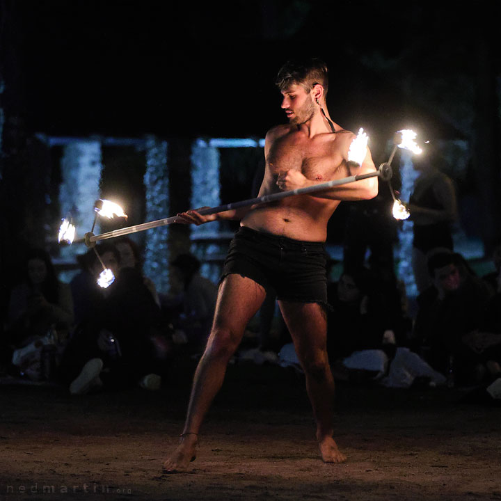 Fire twirling at Burleigh Bongos