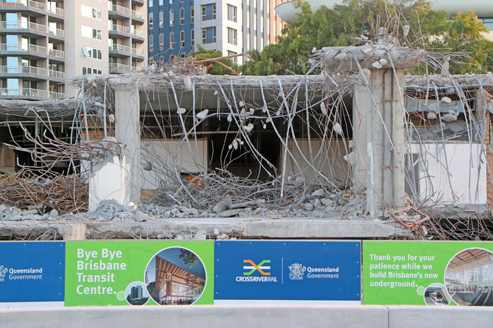 Roma St Transit Centre being knocked down