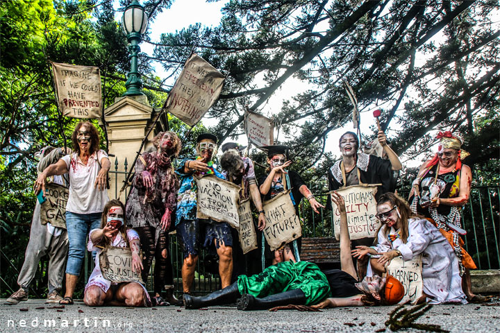 Zombies of the Climate ApoCOALypse, Extinction Rebellion protest, Speakers Corner, Brisbane