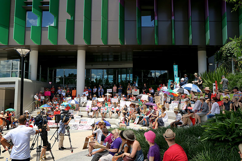 The first rally of the vigil for Baby Asha