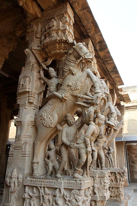 Painful looking carvings inside Sri Ranganathaswamy Temple