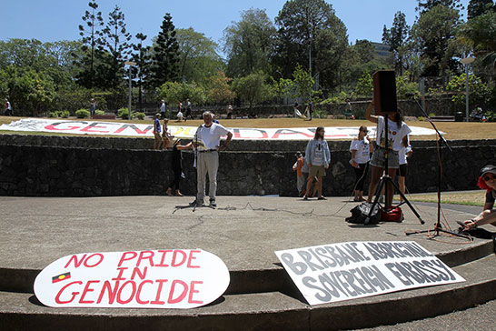 Aboriginal protesters, who claim that their children are being stolen