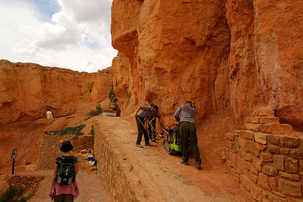 Workmen fixing a path