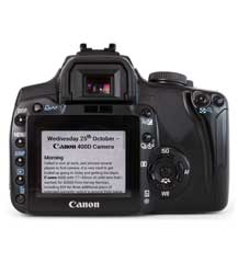 I buy a new camera—the Canon 400D.